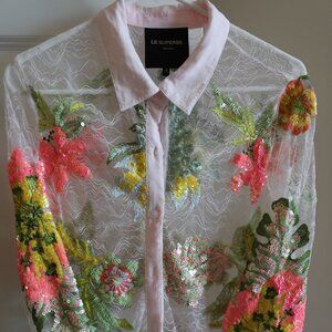 Le Superbe Tropical Lace Shirt (10), Lace and Rhinestone Shirt
